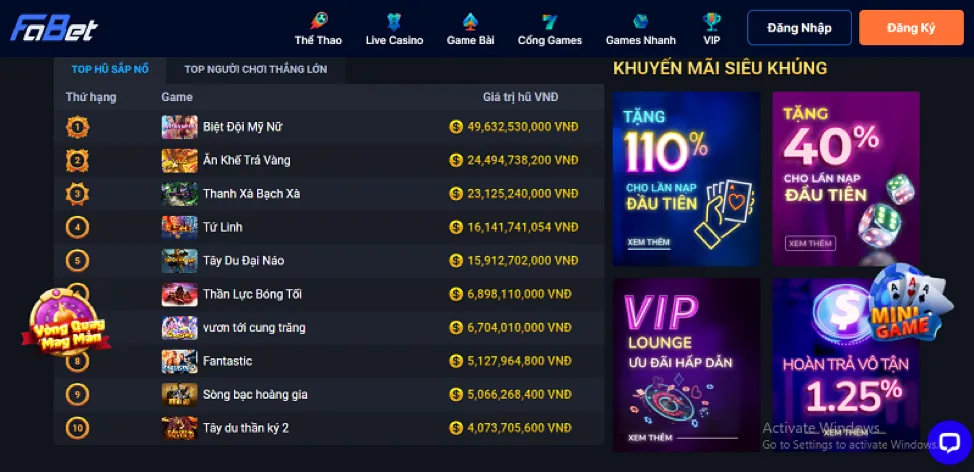 Đa dạng trò chơi cá cược trên 76win app